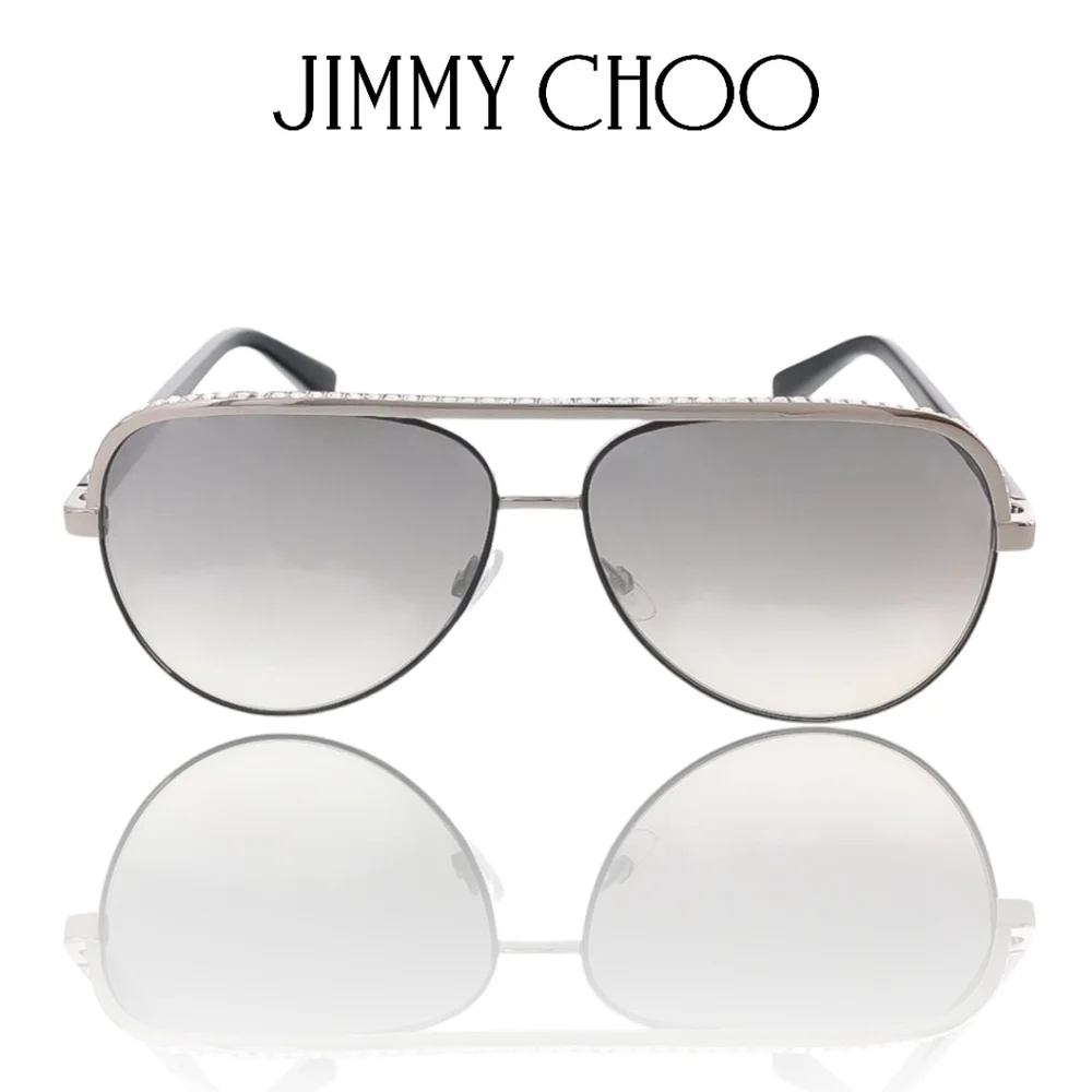 Jimmy Choo LINA/S Silver Black Crystal Jeweled Aviator Gradient Sunglasses - Picture 3 of 16